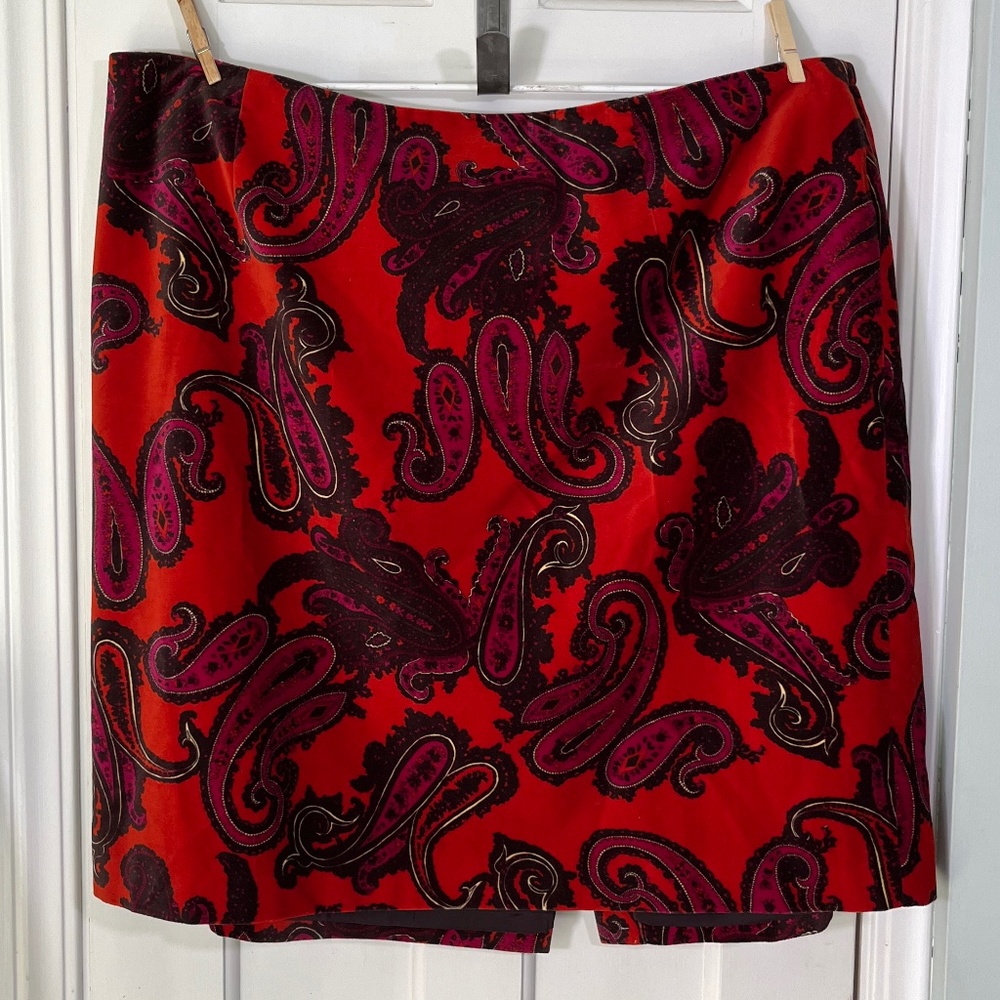Talbots Red Velvet Paisley Skirt Size 24W